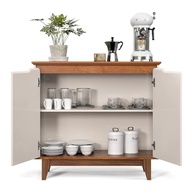 Buffet Flow 2 Portas - Aparador Moderno para Sala de Jantar e Cozinha | Acabamento Off White e Freijó - imagem 4