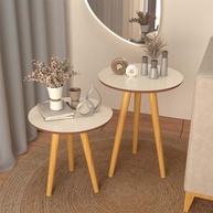 Duas Mesinhas Laterais Retro com Pés Palito - Design Off White e Freijó para Sala, Quarto e Escritório - imagem 5