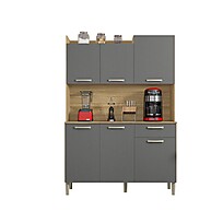 Armário de Cozinha 6 Portas Kit Gênova Freijó/Gris - imagem 2
