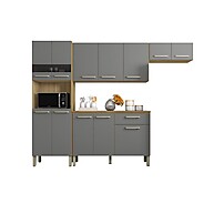 Cozinha 12 Portas Balcão 1 Gaveta Versalhes Freijó/Gris - imagem 2