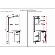Armário de Cozinha 4 Portas Gen Detalhe Ripado – Freijo/Supremo - imagem 2