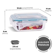 Kit 4 Potes de Vidro Retangular com Tampa Hermética 370ml - Azul | Frescor e Segurança na Armazenagem - imagem 4