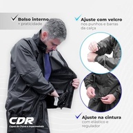 Capa De Chuva Impermeável Moto CDR Nylon 70 Motoqueiro Frio - imagem 3