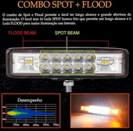 Farol de Milha LED 48W Branco Frio/Âmbar c/ 3 Modos: Strobo/Pisca para Guincho, Moto e Carro - imagem 5