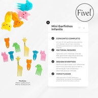 Kit 10 Mini Garfinhos Infantil com Design Animal - Para Petiscos, Frutas e Sobremesas Divertidas - imagem 4