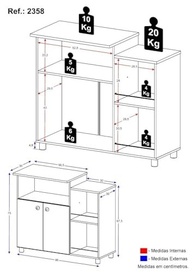 Balcão de Cozinha Multiuso 86cm com Nicho e Fruteira - Organize com Estilo e Praticidade - imagem 4