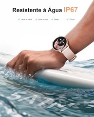 Smartwatch Rosa: Relógio Inteligente Full Touch, Ligações, IP67 e 2 Tiras - imagem 3