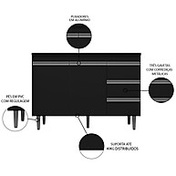 Balcão de Cozinha 120cm Andréia: Preto e Funcional - imagem 2
