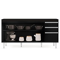 Balcão de Cozinha 160cm Arkansas: Preto e Funcional - imagem 2