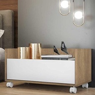 Mesa de Cabeceira 80 cm com Rodízios Rustic Branco - Design Moderno e Funcional - imagem 3