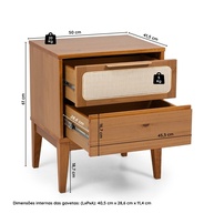 Mesa de Cabeceira Viena 2 Gavetas em Madeira Maciça - Charme e Funcionalidade - imagem 2