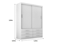 Guarda-Roupa Solteiro Capri 2 Portas Correr com 6 Gavetas – Design Moderno e Funcionalidade - imagem 3