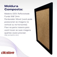 Moldura 84x119cm A0 Preta com Fundo – Sem Vidro | Madeira Reflorestada - imagem 5