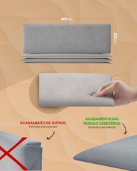 Cabeceira Estofada Modular Azul para Cama Casal 1,60m - Instalação Fácil sem Furos - imagem 5