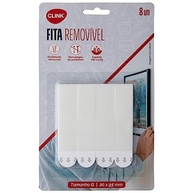 Kit com 8 Fitas Adesivas Removíveis Brancas 8,5cm - Fixação Sem Furos - imagem 2