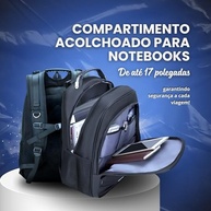 Mochila Anti Furto Unissex para Notebook - Reforçada, Impermeável, Executiva, Alça com Cabo de Aço, Saída USB e Fone - imagem 3