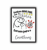 Quadro Decorativo Futebol Pai Timão 45x33cm - Moldura de Madeira com Design Exclusivo Corinthians - imagem 1