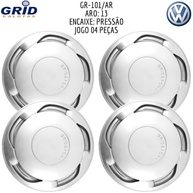 Jogo 4 Calotas Aro 13 VW Gol Voyage Saveiro G1 (87-97) Orbital Grid GR101AR com Adesivo Logo VW Resinado - imagem 4