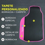 Tapete Automotivo Gol G5 G6 G7 G8 Rosa Borracha 3 Peças + Porta Malas Impermeável - imagem 4