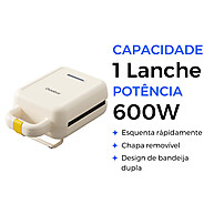 Gaabor: Sanduicheira 600W Antiaderente e Portátil - imagem 1