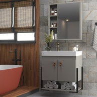 Gabinete Banheiro Maré 60cm: Elegância Cimento - imagem 1