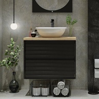 Gabinete de Banheiro 70cm Jade Preto: Elegância e Praticidade - imagem 1