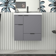 Gabinete de Banheiro Cinza 60cm: Compacto e Moderno - imagem 1