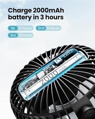 Ventilador Portátil Gaiatop 360° Silencioso com Bateria Recarregável - 3 Velocidades, USB, para Mesa, Carrinho e Viagens - imagem 5