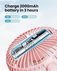 Ventilador Portátil Gaiatop Recarregável USB 3 Velocidades Silencioso 360° Rosa - imagem 5