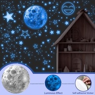 965 Peças Estrelas e Lua que Brilham no Escuro - Decalques de Parede Galáxia para Quarto Infantil - imagem 4