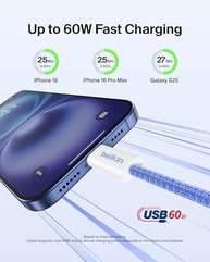 Cabo Belkin USB-C 2m 60W: Carregamento Rápido e Durável para iPhone 16, Galaxy S25, iPad Pro e Mais - imagem 3