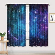 Cortinas Cinblue Outer Space para Galaxy - Design Astronômico com Bolso para Varão, 2 Painéis 107x160cm - imagem 4
