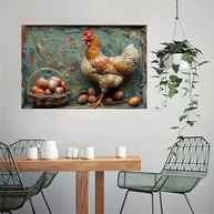 Pôster Cesto de Ovos de Galinha Rústico - Arte de Parede Vintage 30x45cm para Decoração de Casa e Escritório - imagem 5