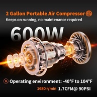 Compressor de Ar Portátil Ultra Silencioso 2 Galões - Potência e Versatilidade Sem Ruído! - imagem 4