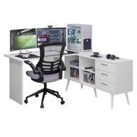 Mesa para Computador Gamer em L com 3 Gavetas Branco Lisboa Madesa - Design Moderno e Organização Inteligente - imagem 4