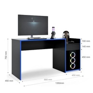 Mesa para Computador Gamer Eros com Gaveta e Nicho para CPU - Design Moderno Preto/Azul - imagem 4