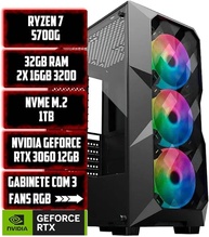 PC GAMER TITAN AMD RYZEN 7 5700G/32GB RAM/NVME 1TB/NVIDIA RTX 3060 12GB/GABINETE 3 FANS RGB - imagem 1