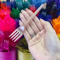 Garfo Descartável Perolado: Festa Colorida! - imagem 1