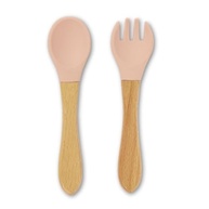 Kit Talheres Infantis Silicone com Cabo de Bambu - Garfo e Colher Seguros para Bebês - imagem 2