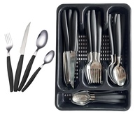 Jogo de Talheres em Aço Inox com Divisória - Kit Completo de Facas, Garfos e Colheres Premium (Preto) - imagem 1