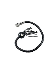 Chicote de Guidão GARGOYLE BELLS 91cm em Couro Genuíno com Franjas e Bola - Estilo Motociclista Resistente (Preto) - imagem 2