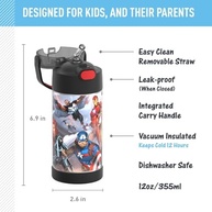Garrafa Térmica Infantil THERMOS FUNTAINER Vingadores 350ml com Canudo - Mantém Bebidas Fria por Até 12h - imagem 3