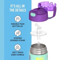 THERMOS FUNTAINER Garrafa de Água com Canudo 340g - Isolada a Vácuo com Design Infantil em Aço Inoxidável - imagem 5