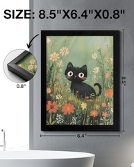 Arte de Parede Floral com Gatinho Fofo - Pintura Estética 15x20cm para Decoração de Casa e Presentes - imagem 3