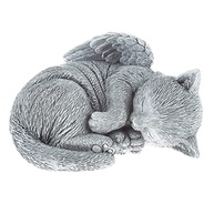 Pure Garden Pedra Memorial para Gato - Estátua de Anjo Gatinho Dormindo em Resina Cinza - imagem 2