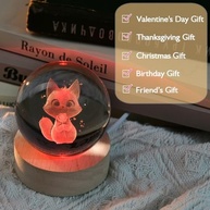 Bola de Cristal 3D com Gato Segurando Rosa - Decoração LED para Amantes de Gatos - imagem 4