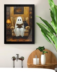 Pôster de Arte Gótica de Gato Fantasma - 15x20cm - Quadro emoldurado para Decoração Dark - imagem 3