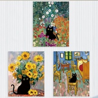 3 Peças de Arte de Parede em Tela Floral de Gato - Decoração Estética para Amantes da Natureza - imagem 1