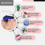 Luva Pet Tira Pelos com Massagem para Cães e Gatos - imagem 1