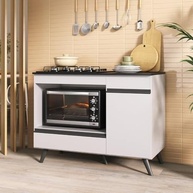 Balcão para Cooktop e Forno 105cm Veneza Multimóveis - Design Moderno com 1 Porta e 1 Gaveta - imagem 2
